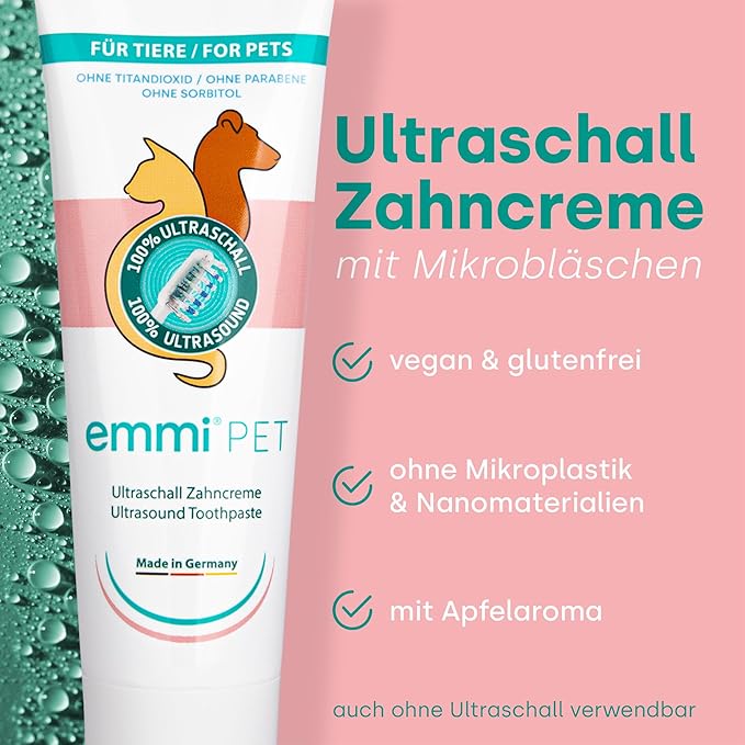Emmi-pet Ultrasonic Toothpaste with Nano-Cleaning-Bubbles (New Extra Mild Formulation Suitable for All Pets)