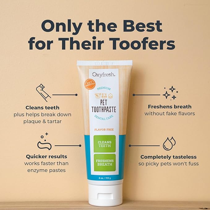 Oxyfresh Premium Dog & Cat Dental Gel Toothpaste - Best Teeth Cleaning Gel Helps Fight Plaque, Tartar and Freshen Bad Dog & Cat Breath - Best Pet Dental Care Toothpaste - 4oz