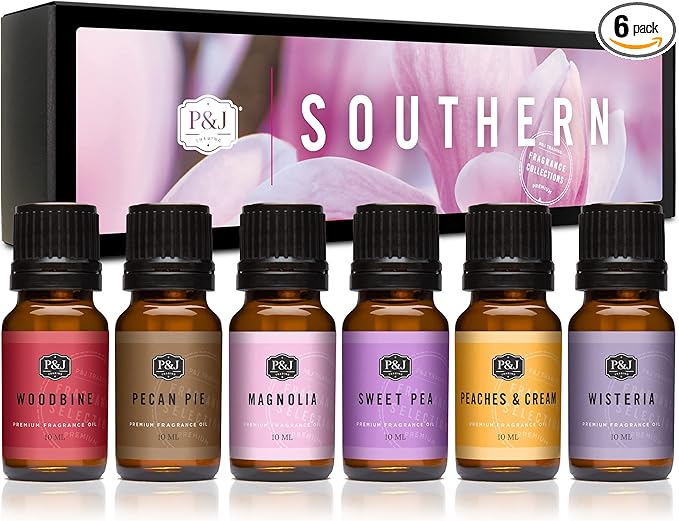 P&J Trading Southern Set of 6 Premium Fragrance Scented Oil for Candle Making & Soap Making, Lotions, Haircare, Diffuser Oils Scents