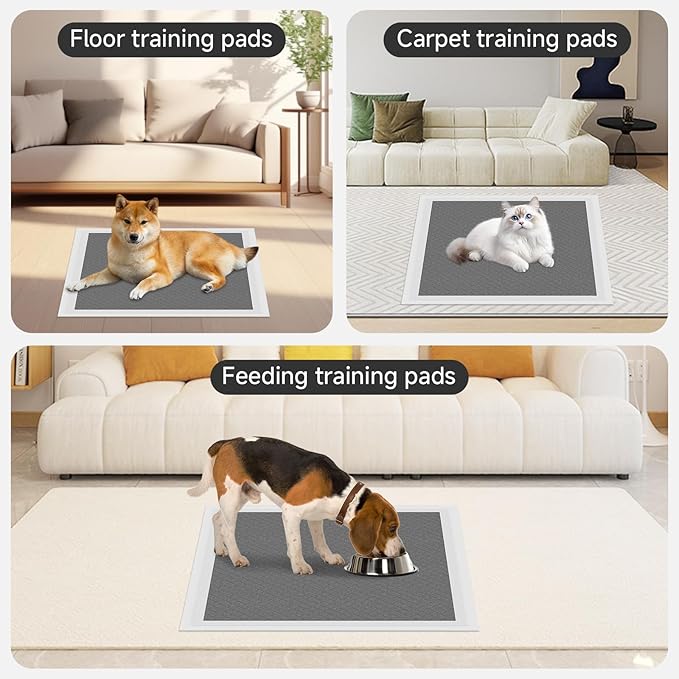 Charcoal Puppy Pads 28x34 Inches Extra Large Dog Pee Pads Odor-Control & Leak-Proof Disposable Pet Training Black New Edge-Wrapping Thicken Potty Pad for Dogs, Cats, Rabbits