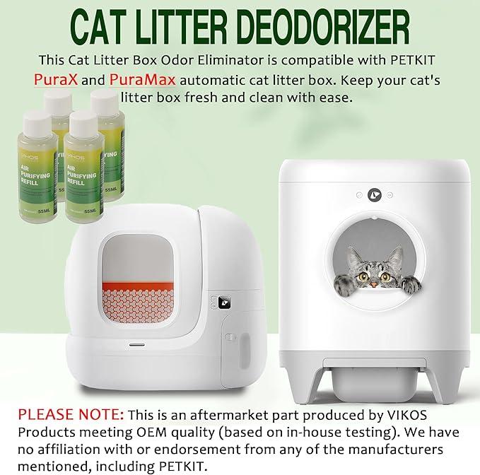 (4 Bottles, Fresh Lotus) Cat Litter Deodorizer Compatible with PETKIT PuraX PuraMax Self-Cleaning Cat Litter Box Deodorizer Replaced Odor Removers Refills