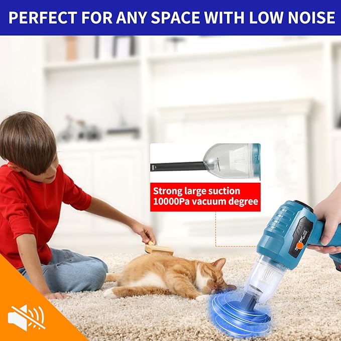 Heimerdinger Cordless 4-in-1 Handheld Vacuum & Blower for Makita 18V Battery, 21000Pa Powerful Suction Wireless Portable Dust Buster for Car Cleaning, Home Use and Pet Hair