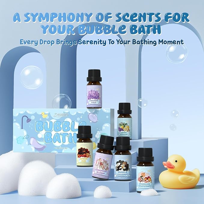 SALUBRITO Bath Fragrance Oils, Premium Essential Oil Set for Diffuser, Soap, Candle Making Scents, Vanilla & Coconut, Sparkling Grapefruit, Lemon Verbena, Amber Oud, Charming Bloom, Lavender Field