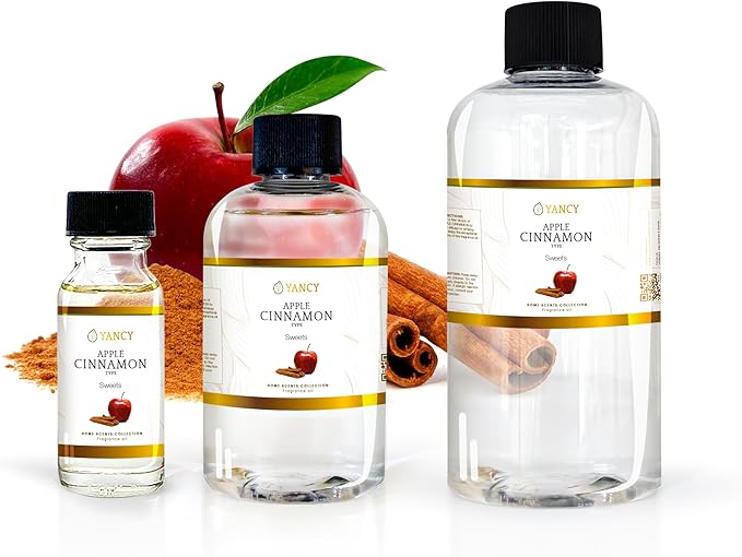 YANCY Apple Cinnamon Luxury Collection Fragrance Oil (1/2 oz), Warm Spiced Apple Aroma, Ideal for Diffusers, Oil Burners & Aroma Lamps, Cozy Scent for Fall Comfort