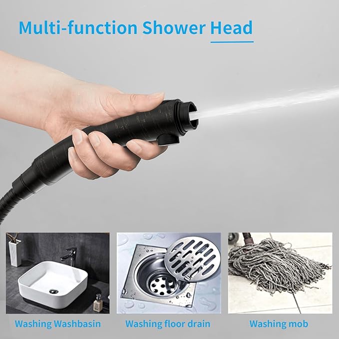 KAIYING Drill-Free High Pressure Handheld Shower Head with ON/OFF Pause Switch 3 Spray Modes Water Saving Showerhead, Detachable Puppy Shower Accessories (Oil-Rubbed Bronze)