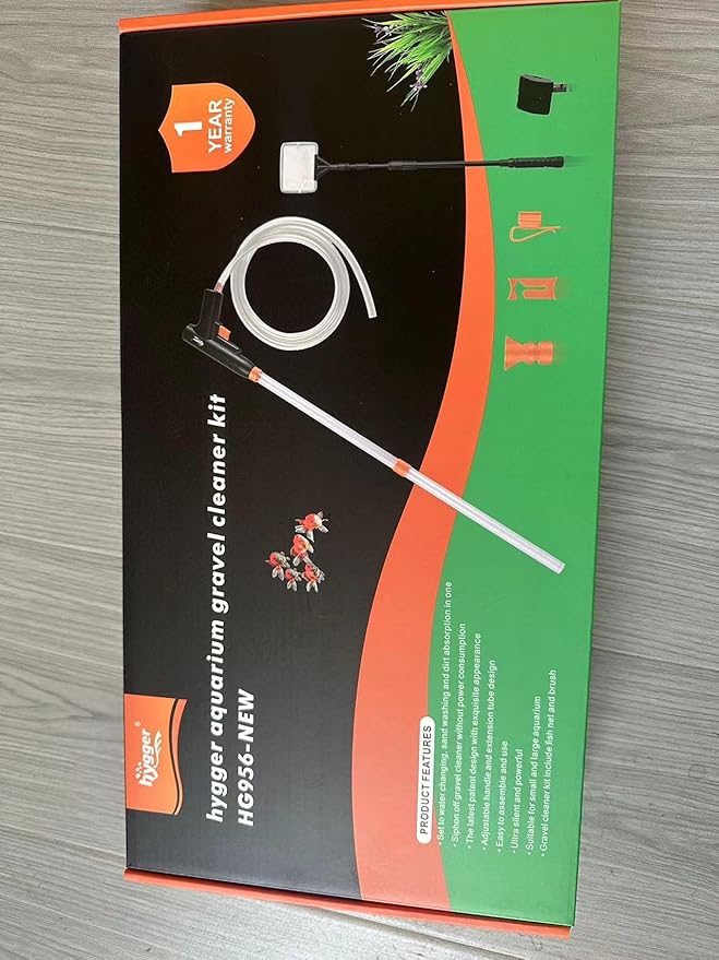 hygger Aquarium Gravel Cleaner Kit, Fish Net Aquarium Cleaning Brush, Patented Water Changer Gravel Vacuum Fish Tank Sand Cleaner Kit Aquarium Siphon Vacuum Cleaner with Water Hose Controller Clamp