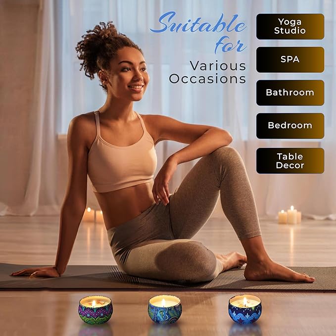 ELEGANTZ Scented Candles Gift Set – 4 Assorted Travel Tin Candles with Flower Petals, Rich Fragrance for Aromatherapy, Home Decor – Perfect for Housewarming, Birthdays, Spa, Bath, Meditation
