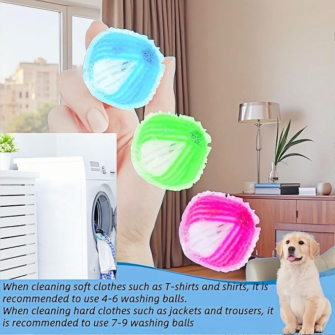 12-Pack Pet Hair Remover for Laundry, Reusable Dog & Cat Hair Catcher Balls for Washing Machine & Dryer, Lint Fur Dander Remover, Laundry Pet Hair Catcher for Clothes Bedding