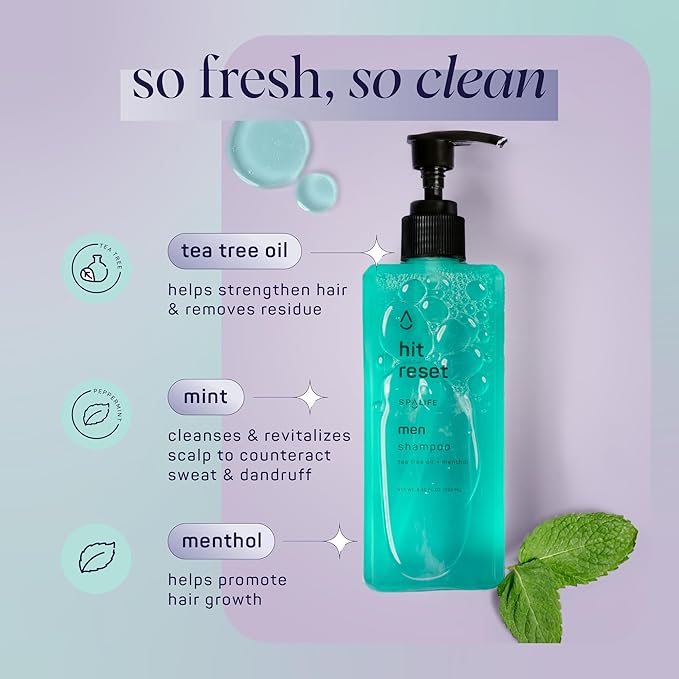 SpaLife Mens Body Wash Gift Set w/ Body Wash, Shave Gel, After-Shave Gel, Shampoo | Mens Skin Care Gift Set | Skincare Christmas Gifts for Men | Gifts for Men | Men's Skincare | 4-Piece