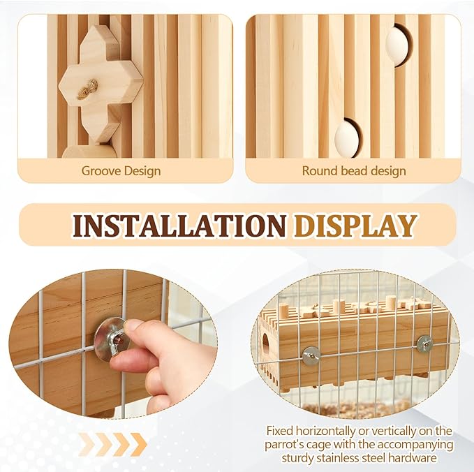 12 x 5 x 4 Inches Extra Large Macaw Toys Bird Parrot Toy Activity Block Multicolored Natural Wooden Parrot Cage Chewing Toys for Large Medium Macaws Bird Activity Block