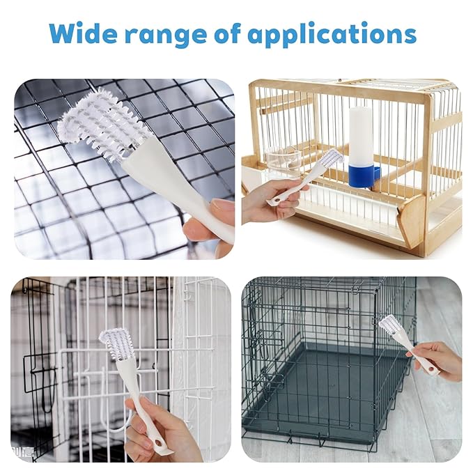 4PCS Bird Cage Cleaner Brush with Long Handle & Shovel, Durable Easy Birds Poop off Remover Tool, Small Animal Pet Cage Parrot Droppings Remover Brushes Bath Perches Cleaning Accessories