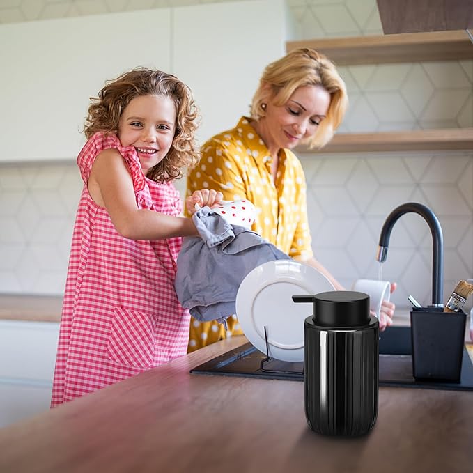 Soap Foaming Dispenser Ceramic with Easy-to-Press Pump Hand Foam Dispenser for Shampoo Bathroom Countertop 13.5 oz