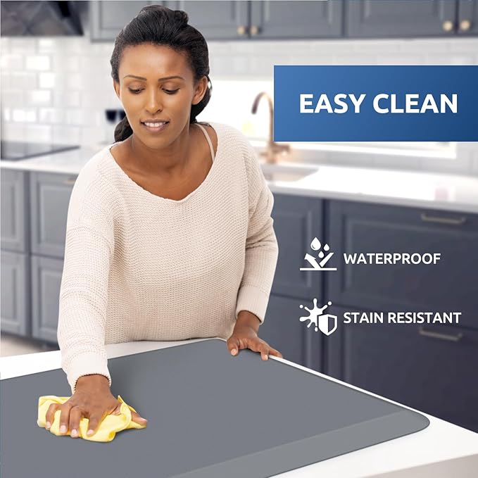 KitchenClouds Kitchen Mat Cushioned Anti Fatigue Rug 30"x108" Waterproof, Non Slip, Standing and Comfort Desk/Floor Mats for House Sink Office (Grey,0.8inch)