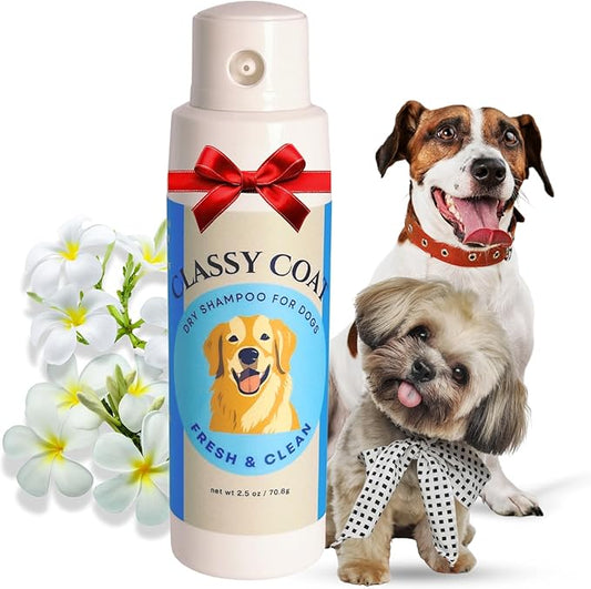 Dry Shampoo & Coat Deodorizer for Dogs (Fresh & Clean) | Waterless No-Rinse Squeeze Bottle Powder Formula | Calming Lavender Scent | Talc and Alcohol Free | Safe for Sensitive Skin | Made in USA