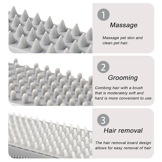 Pet Bath Brush, Suitable for Massage, Grooming, and Hair Removal for Cats and Dogs, Made of Skin Friendly Silicone Material, Deeply Cleanses and is Easy to Wash on Three Sides (black)