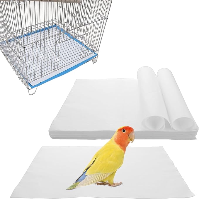 200 Pack Bird Cage Liner Papers, 17x12 Inch Non-Woven Bird Cage Liners Disposable Cage Paper Liners, Precut Absorbent Cushion Pad Mat Accessories for Pet Bird Parrot