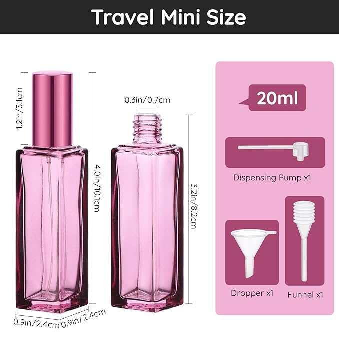 Segbeauty Atomizer Sprayer for Perfume, 5pcs 20ml Empty Cologne Travel Bottle Refillable, Glass Perfume Bottles Sprayer Pocket Sample Spray Bottle for Fragrance Cosmetic Toiletries Liquid Mixture
