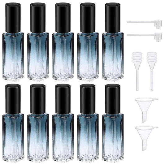 Segbeauty Perfume Travel Refillable, 10 Packs Glass Perfume Bottles for Toiletries, 10ML Mini Pocket Perfume Dispensing Bottle Atomizer Fine Mist Sprayer Set with 2 Extra Pump, Funnel and Dropper