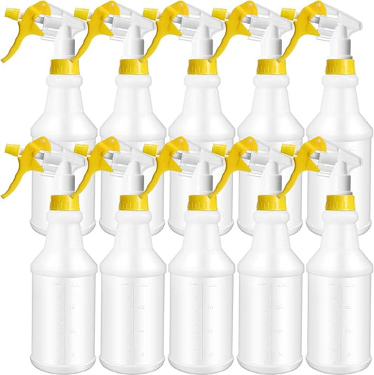 10 Pack Spray Bottles 16 oz Empty Water Spray Bottles for Cleaning Heavy Duty Refillable Squirt ‌container with Measurements Adjustable Nozzle for Household(Yellow,Stylish Style)