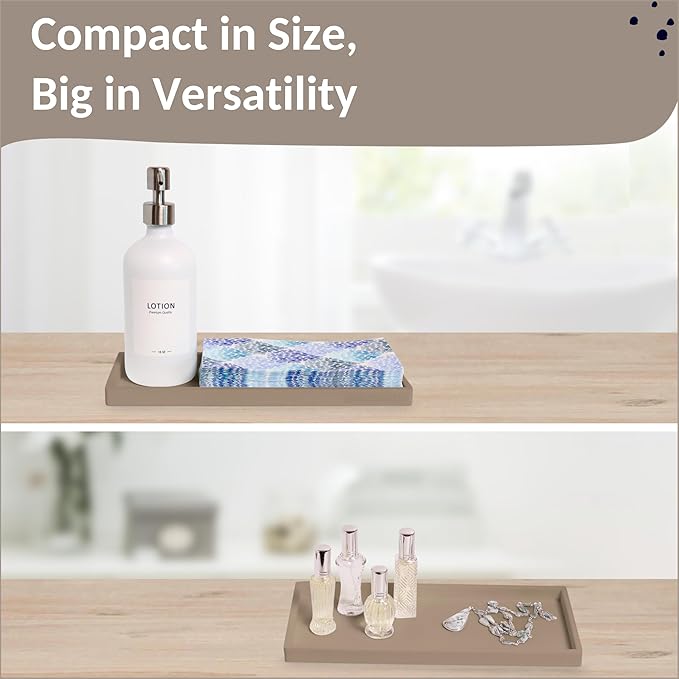 Countertop and Vanity Tray - 11.7" Silicone Bathroom Tray, Flexible Dish Soap Holder for Kitchen, Bathroom Counter Organizer, Shower Toilet Tank Trays Décor Accessories, Sink Makeup Mat Oil