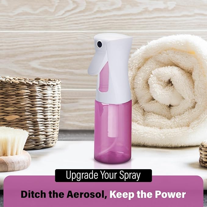 VIGOR PATH Continuous Spray Bottle for Hair – Fine Mist Mister for Hairstyling, Cleaning, Plants, Pets, Barbers, Salons, and Essential Oil Applications (150ml/5 oz) Pink 2 Pack