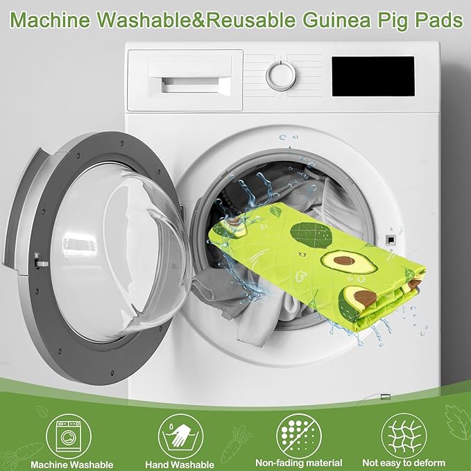 Bienbee Guinea Pig Bedding, 2 Pack 47" x 24" Reusable Guinea Pig Cage Liner Waterproof and Absorbent Small Animal Bedding Washable Pee Pads for Small Pet Hamster Rabbit Squirrel, Avocado