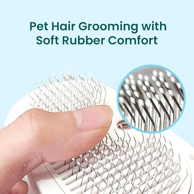 Pet Steam Brush for Dog & Cat, 3 in 1 Spray Hair Removal Comb for Shedding & Grooming, Water Brush for Long & Short Haired Pets, Includes 200ml Shampoo & USB Rechargeable Design, White