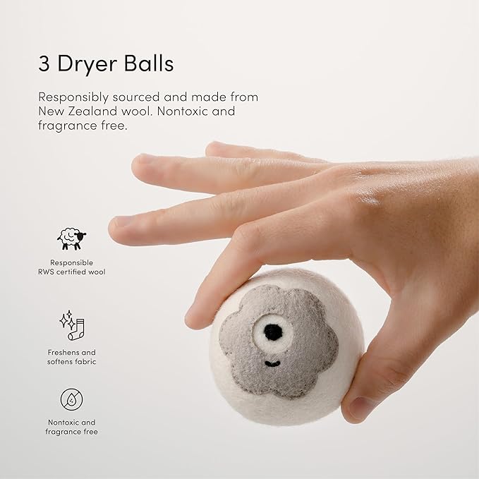 Dirty Labs | 100% New Zealand Wool Enzyme Buddies Dryer Balls | 3 Balls | Shorten Drying Time | Reduce Static & Wrinkles | Dryer Sheet & Fabric Softener Alternative