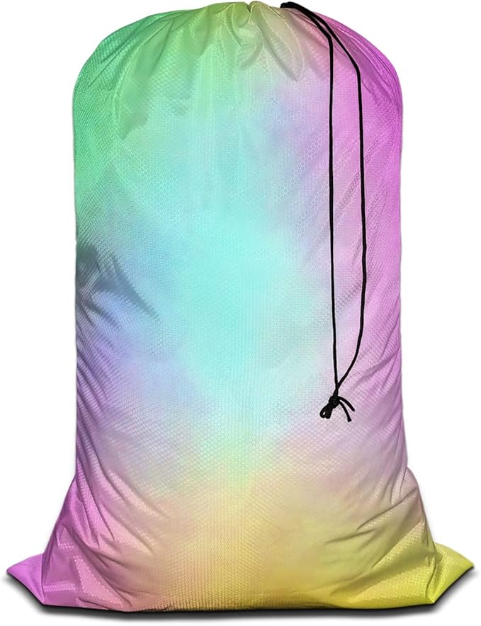 Swono Watercolor Rainbow Extra Large Huge Heavy Duty Oxford Cloth Laundry Storage Bag with Drawstring Closure, Clouds Beautiful Dye Gradient Art Laundry Bag, Machine Washable, Colorful