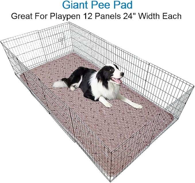 peepeego 48x96 Extra Large Dog Pad Washable and Free Dog Comb, Reusable Puppy Pad with Fast Absorbent, Waterproof, Premium Non Slip Pet Carpet for Training, Whelping