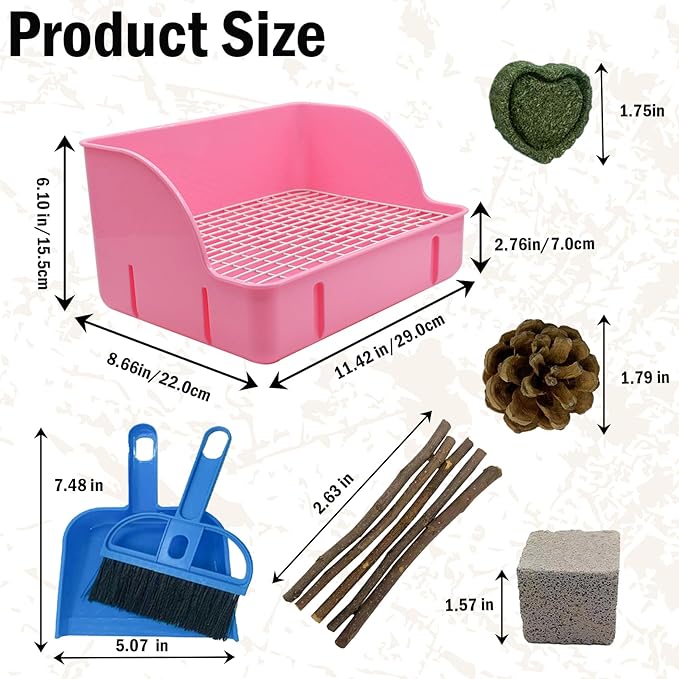 12Pcs Rabbit Litter Box for Cage, Bunny Potty Trainer Corner Guinea Pig Plastic Square Grate Toilet Pet Bedding Litter Box for Small Animal Ferret Hamster Hedgehog (Pink)