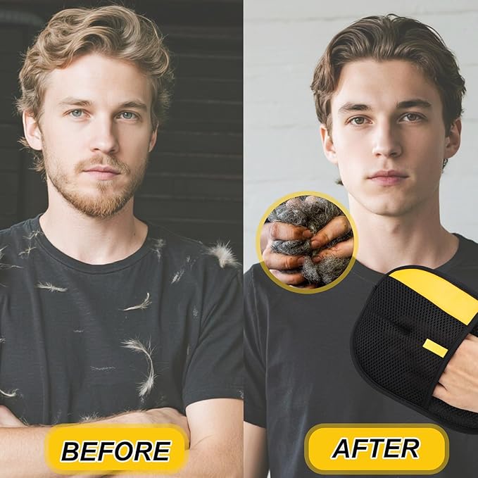 2pcs Pet Hair Grooming Removal Gloves, Reusable Electrostatic Pets Puppy Cat Dog Hair Fur Remover Gloves Easy Cleaning Shedding Brushes for Furniture Carpet Couch Car Seat