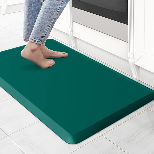 KitchenClouds Kitchen Mat Cushioned Anti Fatigue Rug 17.3"x28" Waterproof, Non Slip, Standing and Comfort Desk/Floor Mats for House Sink Office (Dark Green)