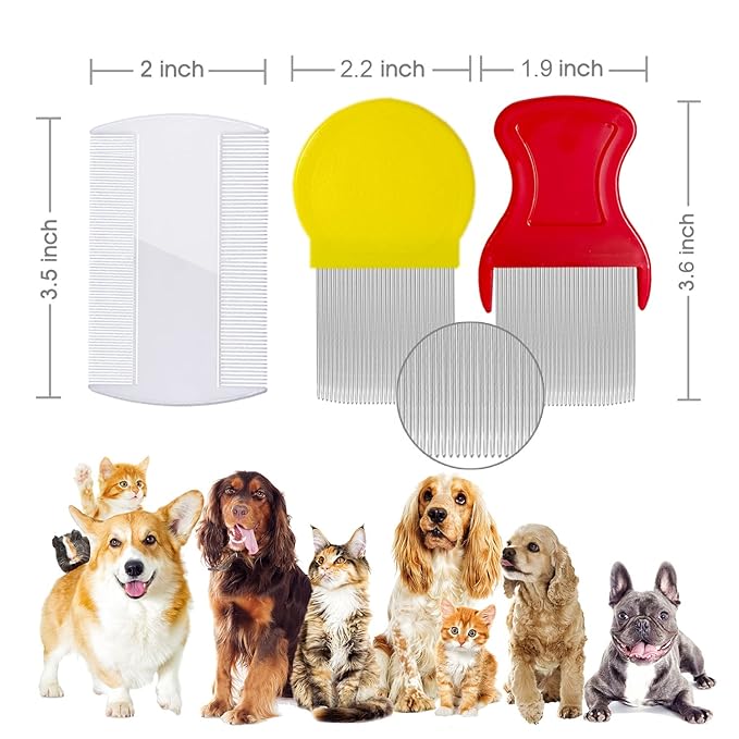 Lice Comb Flea Comb For Cats Dog Pet Comb Set Metal Fine Tooth Remove Tear Marks Float Hair Dandruff (B)
