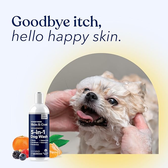 Honest Paws Dog Shampoo and Conditioner - Premium Dog Wash for Allergies and Dry, Itchy, Moisturizing for Sensitive Skin - Sulfate Free, Plant Based, All Natural -16 Fl Oz