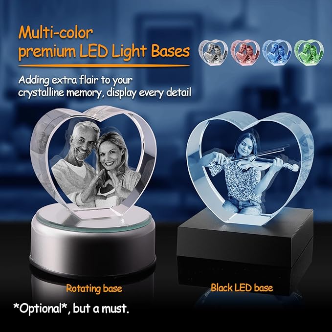 3D Crystal Photo, Personalized Gift. Custom Gifts for Dad and Mom, Him, Her, Wife and Husband. Custom Picture Gifts for Fathers Day, Anniversary, Birthday. Picture Gift for Pet Lovers (Medium）