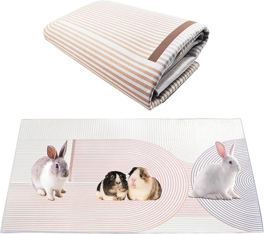 kathson Large Rabbit Cage Liner 78.7”×39.4” Guinea Pig Bedding Bunny Washable Floor Mat Reusable Absorbent Non Slip Pet Pee Pad for Small Animals Cages Hamster Chinchilla Cat Dog