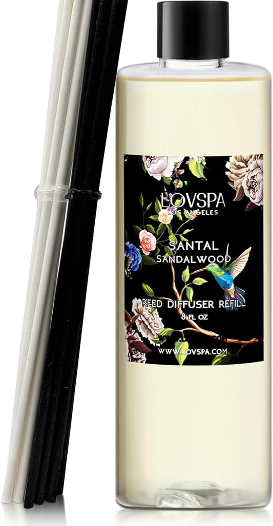 LOVSPA Santal Sandalwood Diffuser Oil - Essential Oils for Diffuser Refill & Air Freshener Room Spray - Long-Lasting & Natural Home Fragrance, Scented Oil for Diffusers, USA Made, 8 oz