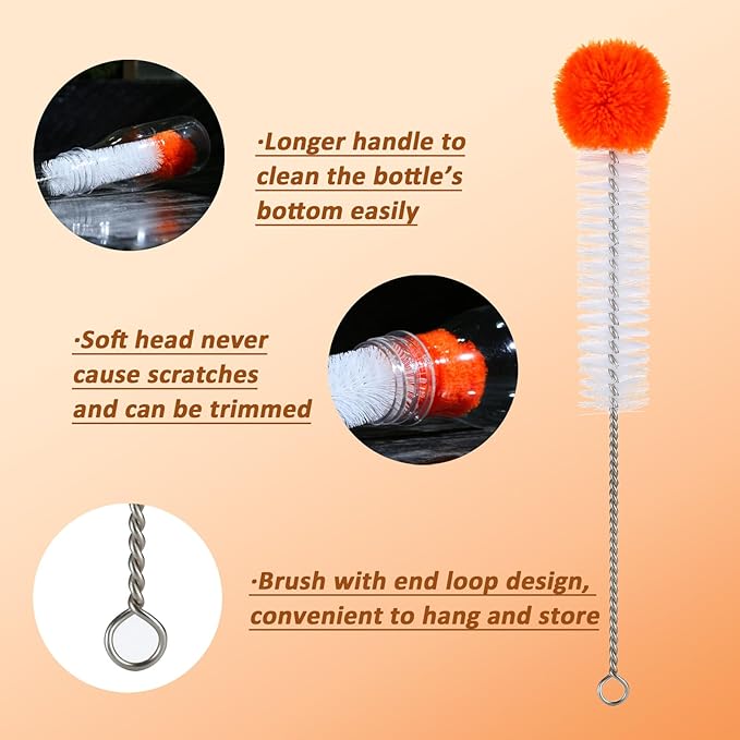 Hummingbird Feeder Cleaner Brush, Versatile Bendable Cleaning Brushes for Various Size Water Bottles, Gentle Bristles with Soft Tip, Stainless Steel 304 for Cleaning, 10.24 in/26 cm
