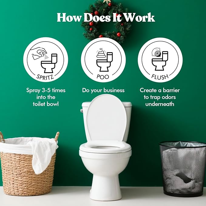 Clean-n-Fresh Holiday Toilet Spray, 3 Pack Gift Set- Balsam & Cedar/Toasty Vanilla/Bright Berry, Bathroom & Toilet Odor Deodorizer, Travel Size Toiletries, Total 5.1 Fl Oz