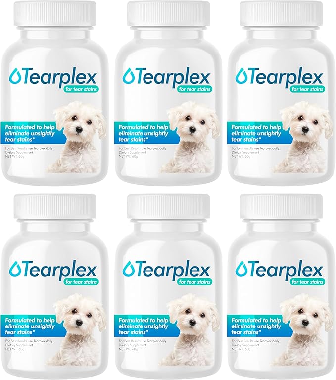 Tear Stain Remover for Dogs and Cats | Natural Supplement Suitable for All Breed Types | Pet Tear Stain Remover Powder | Made with Natural Ingredients | Beef Flavored - 6 Pack