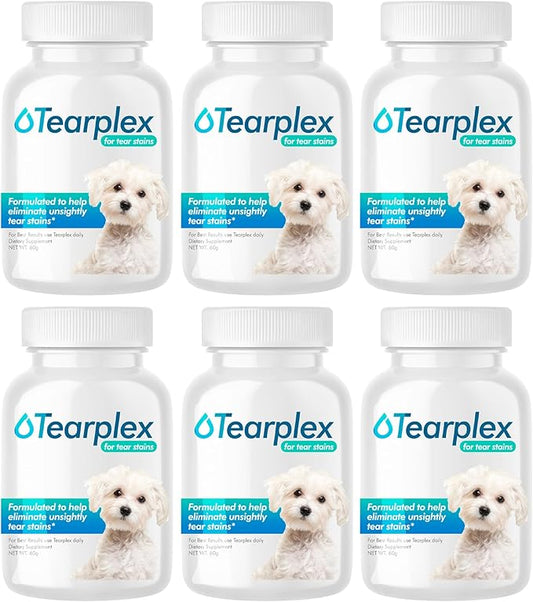 Tear Stain Remover for Dogs and Cats | Natural Supplement Suitable for All Breed Types | Pet Tear Stain Remover Powder | Made with Natural Ingredients | Beef Flavored - 6 Pack