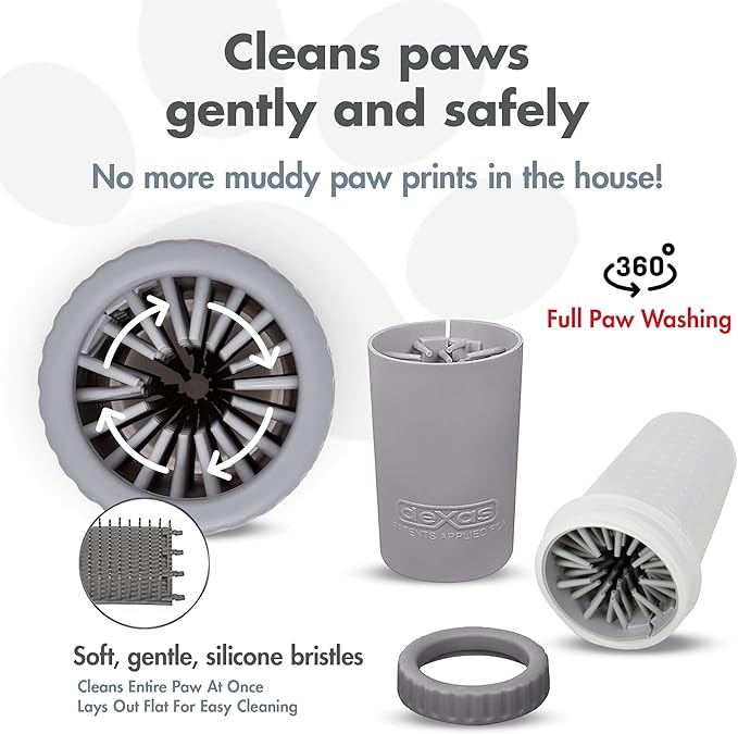 Dexas Medium MudBuster Portable Dog Paw Washer, Light Gray - Premium Quality Pet Supplies and Dog Accessories - Cleansing, Self Cleaning, Silicone - 6x6x6 Inches, 0.308 kg, 1 Count