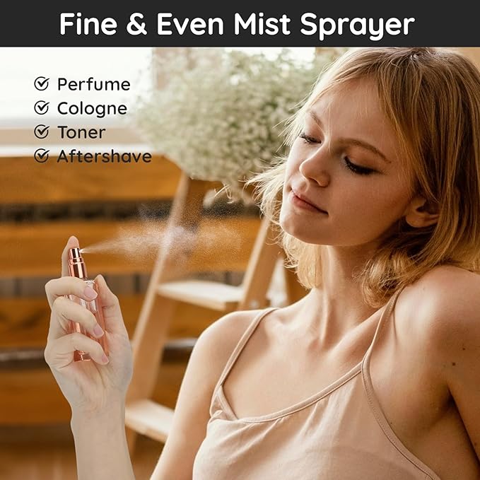 Segbeauty 5PCS Refillable Atomizer, 20ML Portable Travel Spray Bottle, Pocket Cologne Atomizer Cosmetic Fragrance Sample Container Sprayer Glass Perfume Bottles for Liquid Dispense