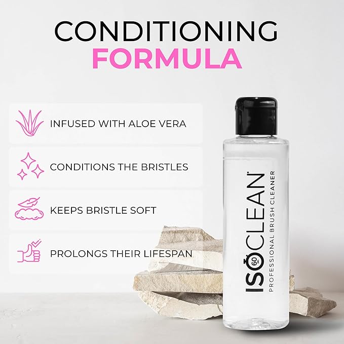 ISOCLEAN Professional Brush Cleaner 6 fl oz - Easy Pour Makeup Brush Cleaner for Cosmetic Tools, Cleans Bristles, Scented No-Rinse Formula Dries in 60 Seconds, Vegan, Not Tested on Animals