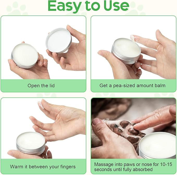 Dog Paw Balm & Nose Balm (2.1oz ), Lick-Safe | All-Natural Dog & Cat Paw Protector Soother with Organic Coconut Oil for dog Dry and Cracked Paws, Nose, Elbows for Hot Pavement & Winter Protection
