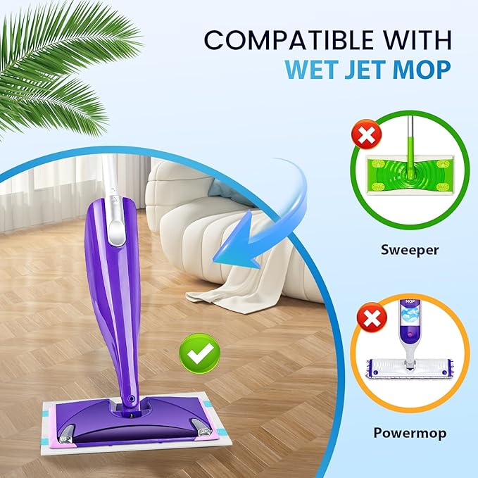 36-Pack Disposable Mop Pad Refills for Swiffer Wet Jet Spray Mop - Wet Jet Pads for All Floor Types - 5 Layers Thickened Durable and Super Absorbent