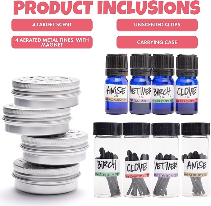 Ink Oil - Pup Scent Work Starter Kit I AKC Training Kit I Complete Nose Scentwork - Anise, Birch, Clove & Cypress Scent I Portable Small Aid Kit for Pet Home or AKC Trainer - Pure Essential Oils Sets