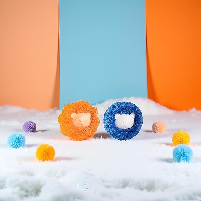 3Pcs Mix Colors Reusable Hair Remover for Washing Machine and Dryer - Laundry Ball Catcher for Clothing, Dog, Cat, Pet Lint Removal