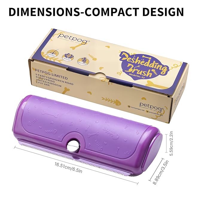 Cat & Dog Deshedding Brush – Purple Grooming Tool for Cats & Dogs, Gentle Fur Remover Comb, Comfortable Anti-Slip Handle, Easy to Clean